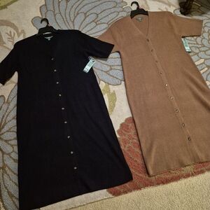NWT Lot Of 2 Terra And Sky Fine Gauge Ribbed Midi Dress In Assorted Sizes
